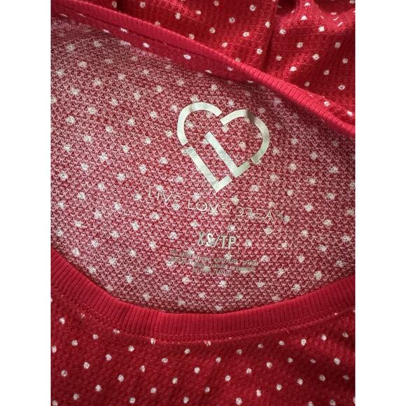 Live Love Dream Red Polka Dot Waffle Knit All You Need Is Sleep Nightgown Sz XS - Picture 4 of 5